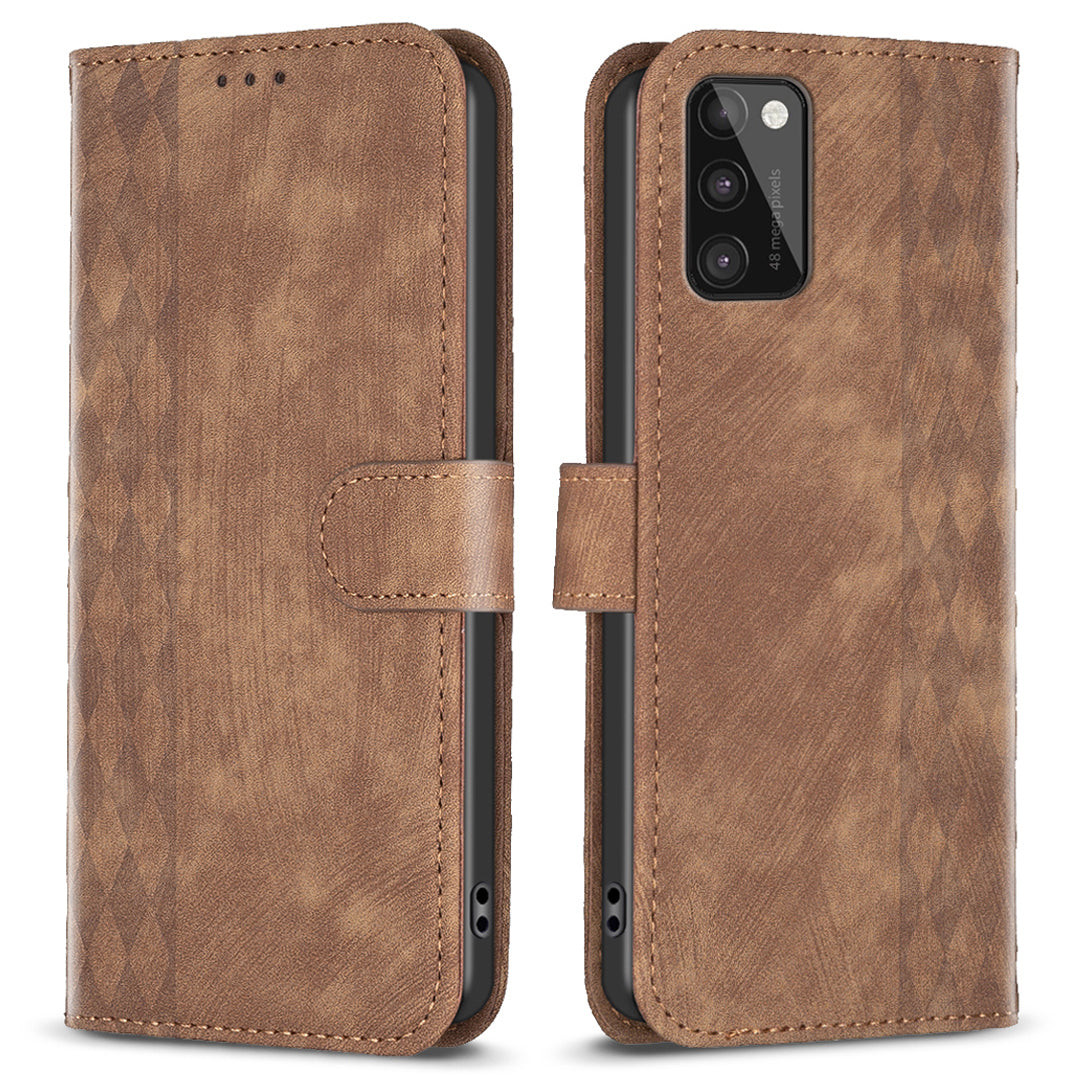 For Samsung Galaxy A41 (Global Version) Imprinting Pattern Cover Stand Wallet Magnetic Clasp Phone Case