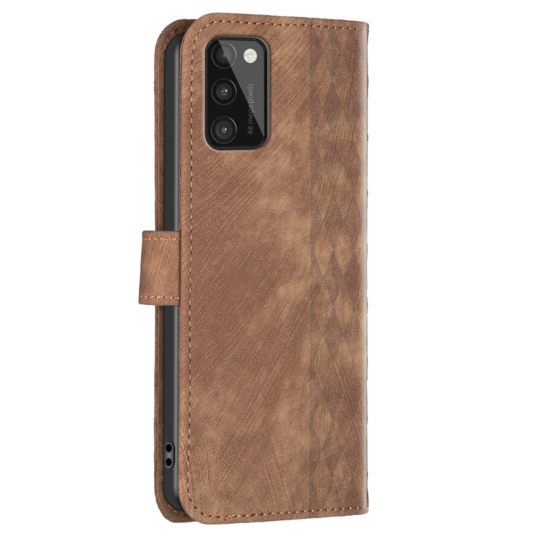 For Samsung Galaxy A41 (Global Version) Imprinting Pattern Cover Stand Wallet Magnetic Clasp Phone Case