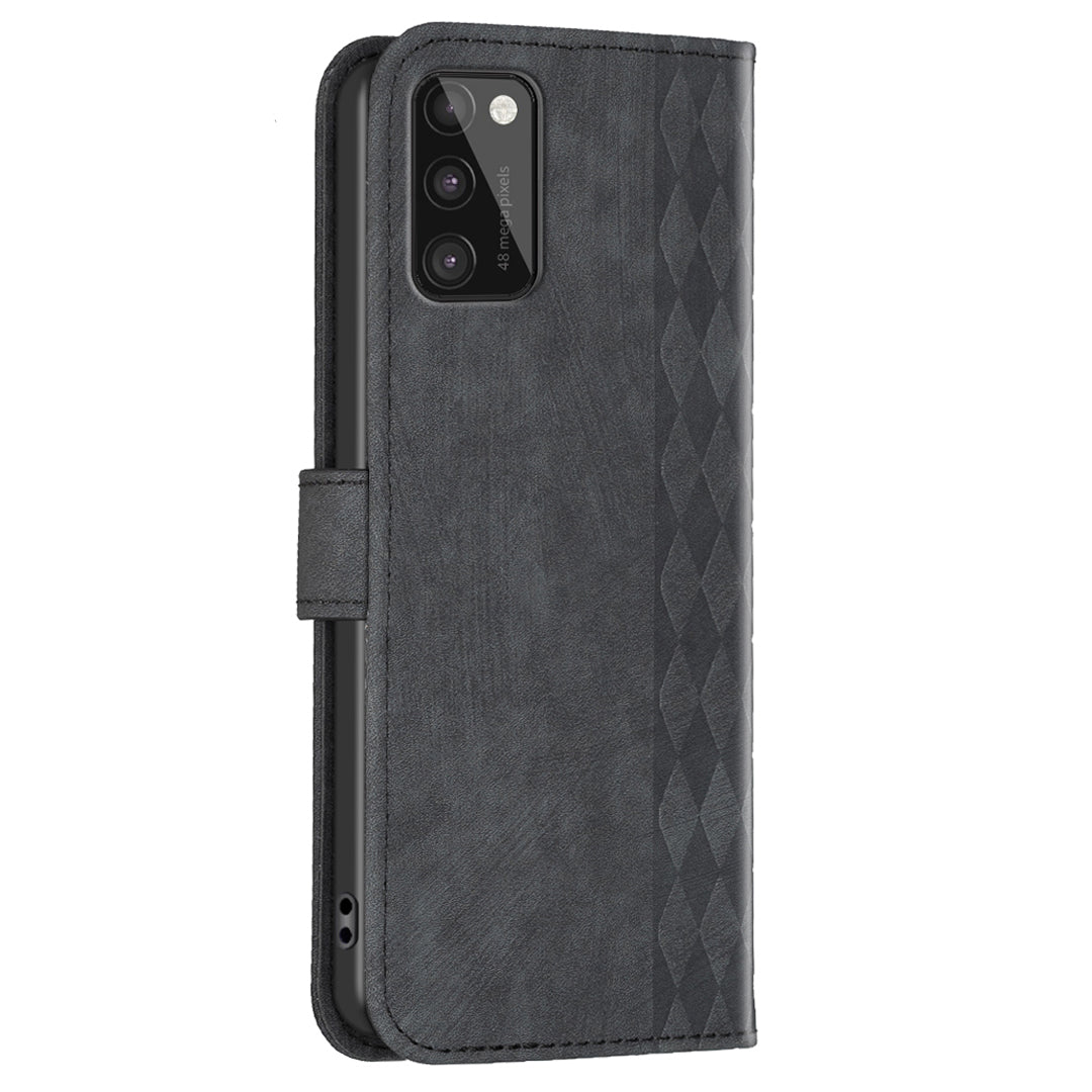 For Samsung Galaxy A41 (Global Version) Imprinting Pattern Cover Stand Wallet Magnetic Clasp Phone Case
