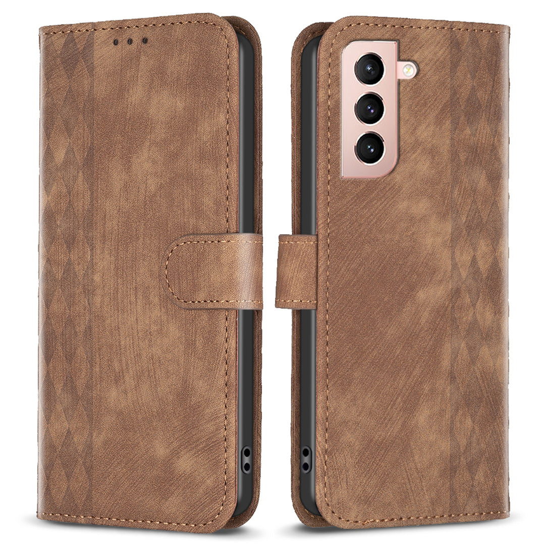 For Samsung Galaxy S21+ 5G Imprinting Pattern Magnetic Clasp Cover Stand Wallet Phone Case