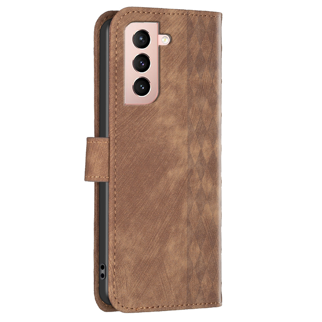 For Samsung Galaxy S21+ 5G Imprinting Pattern Magnetic Clasp Cover Stand Wallet Phone Case