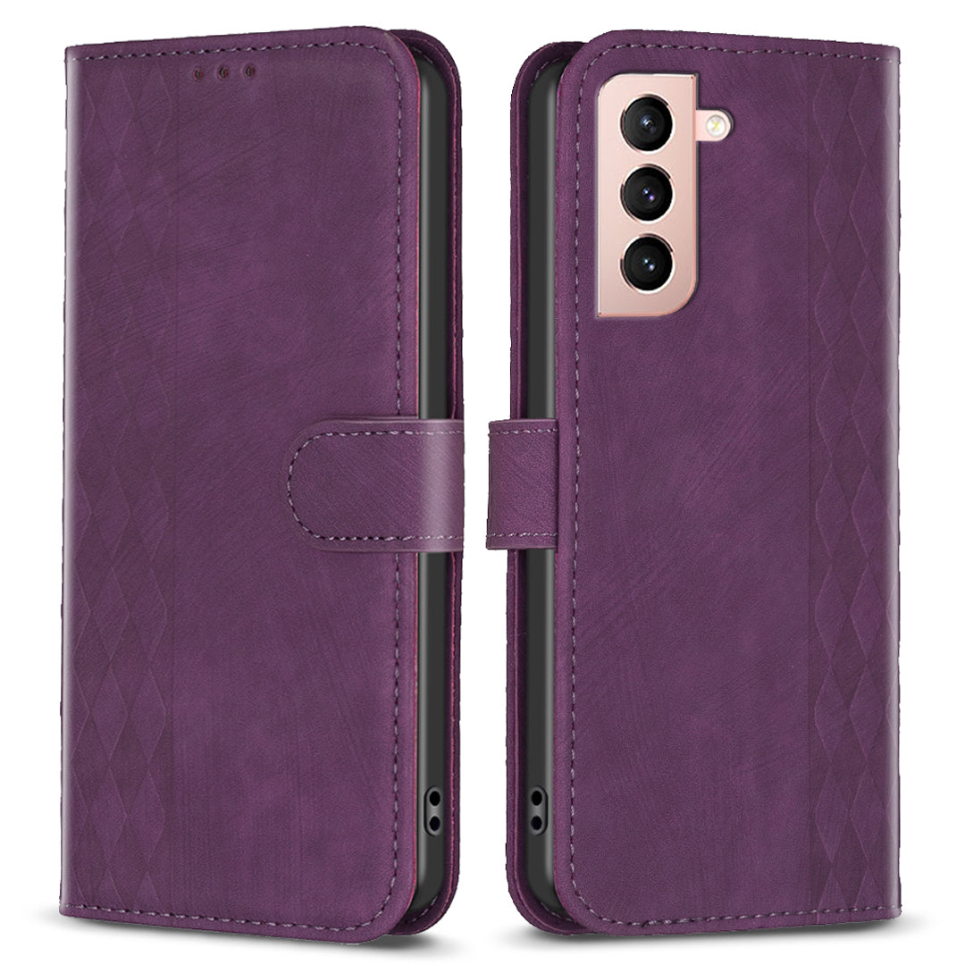 For Samsung Galaxy S21+ 5G Imprinting Pattern Magnetic Clasp Cover Stand Wallet Phone Case
