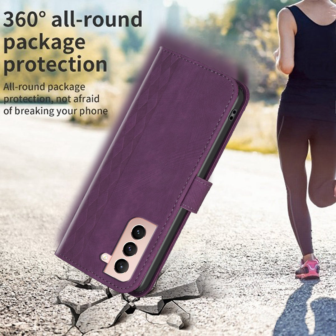 For Samsung Galaxy S21+ 5G Imprinting Pattern Magnetic Clasp Cover Stand Wallet Phone Case