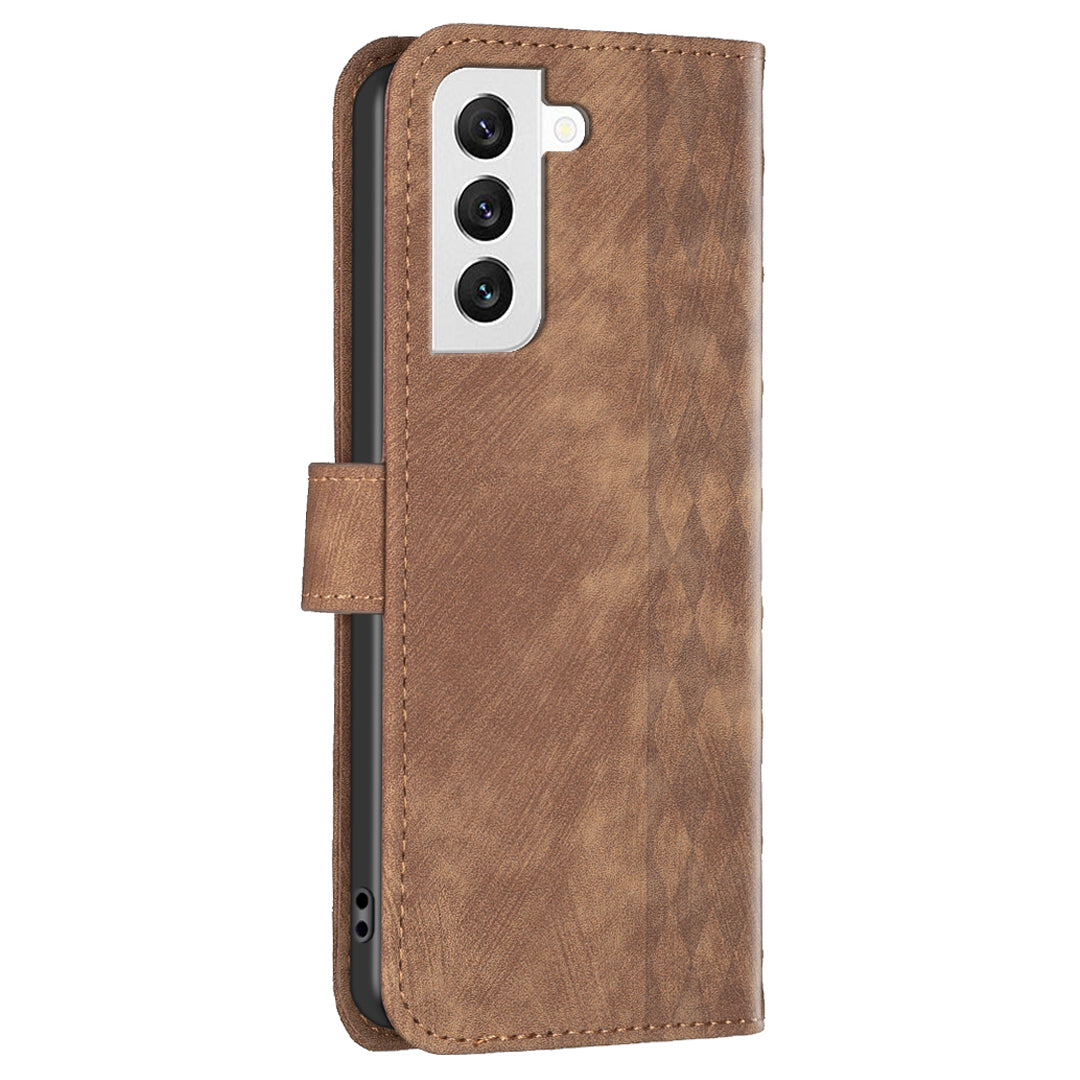 Shockproof Cover for Samsung Galaxy S21 FE 5G Imprinting Pattern Stand Wallet Phone Case