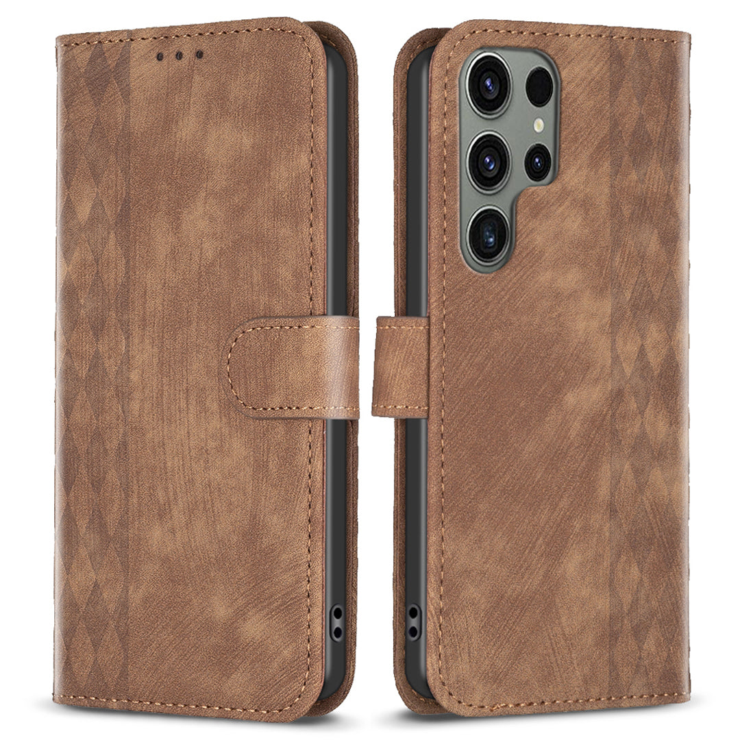 Phone Cover for Samsung Galaxy S23 Ultra Anti-fall Imprinting Pattern Stand Folio Flip Case with Wallet