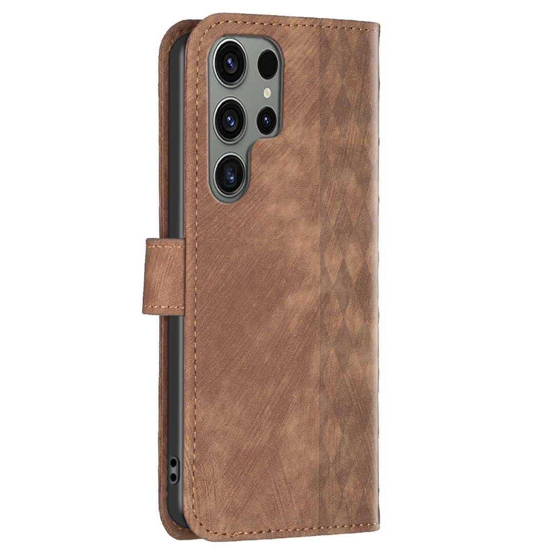 Phone Cover for Samsung Galaxy S23 Ultra Anti-fall Imprinting Pattern Stand Folio Flip Case with Wallet