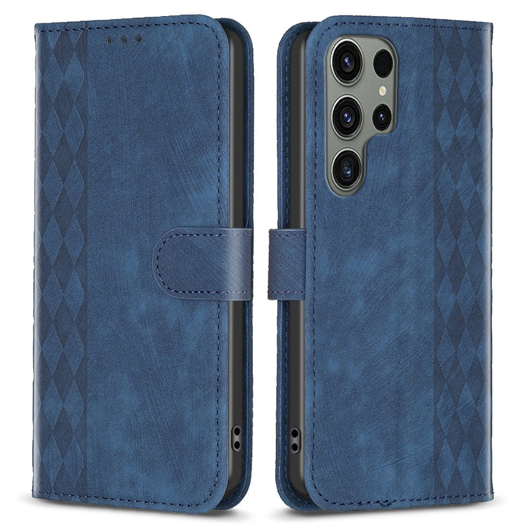 Phone Cover for Samsung Galaxy S23 Ultra Anti-fall Imprinting Pattern Stand Folio Flip Case with Wallet