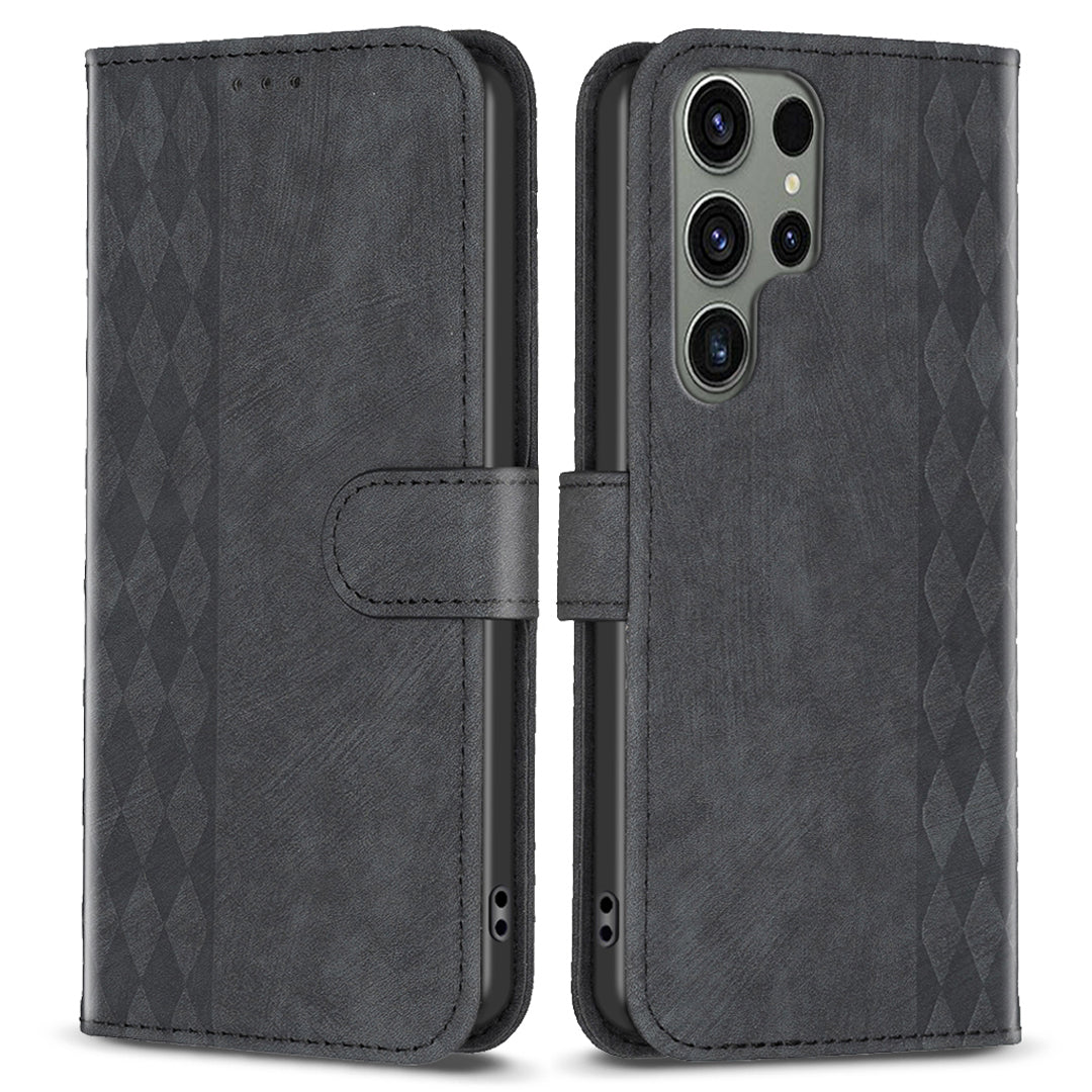 Phone Cover for Samsung Galaxy S23 Ultra Anti-fall Imprinting Pattern Stand Folio Flip Case with Wallet