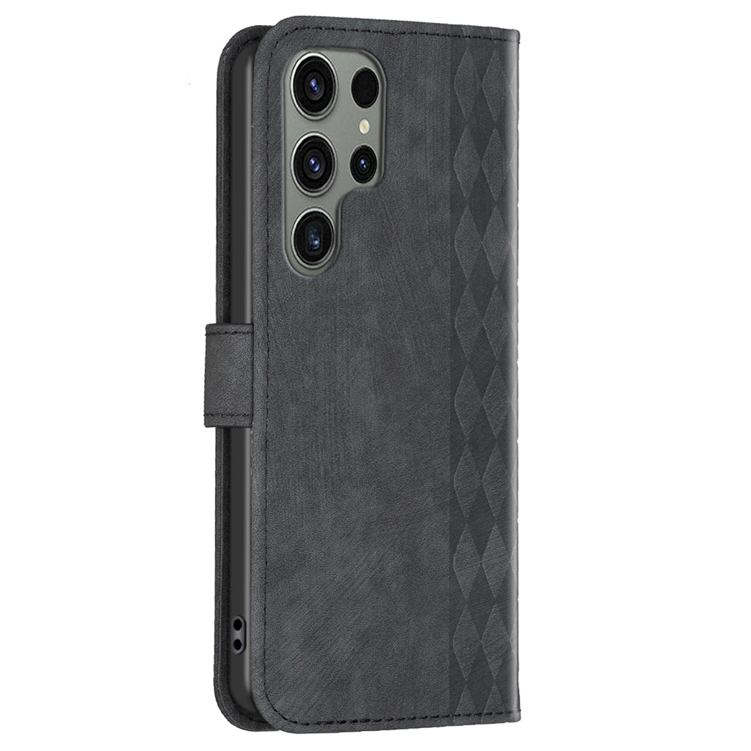 Phone Cover for Samsung Galaxy S23 Ultra Anti-fall Imprinting Pattern Stand Folio Flip Case with Wallet