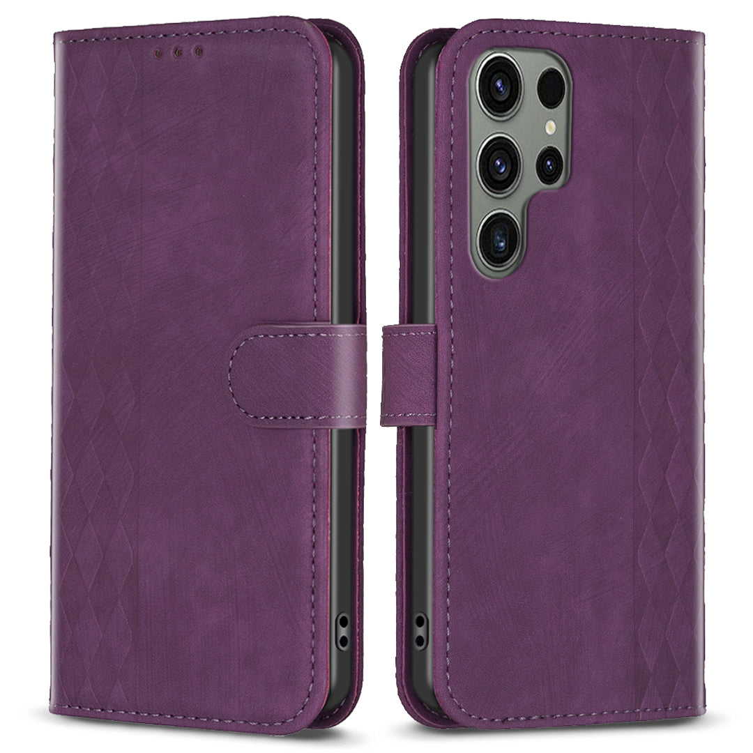 Phone Cover for Samsung Galaxy S23 Ultra Anti-fall Imprinting Pattern Stand Folio Flip Case with Wallet