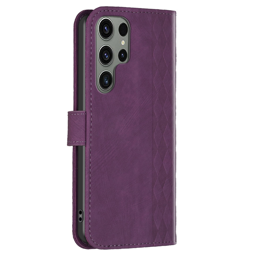 Phone Cover for Samsung Galaxy S23 Ultra Anti-fall Imprinting Pattern Stand Folio Flip Case with Wallet