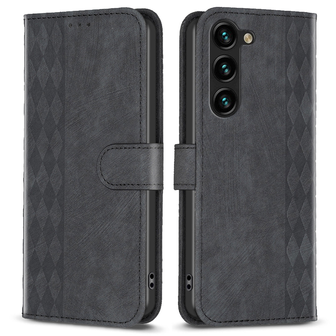 Folio Flip Phone Cover for Samsung Galaxy S23 Anti-scratch Imprinting Pattern Stand Wallet Case