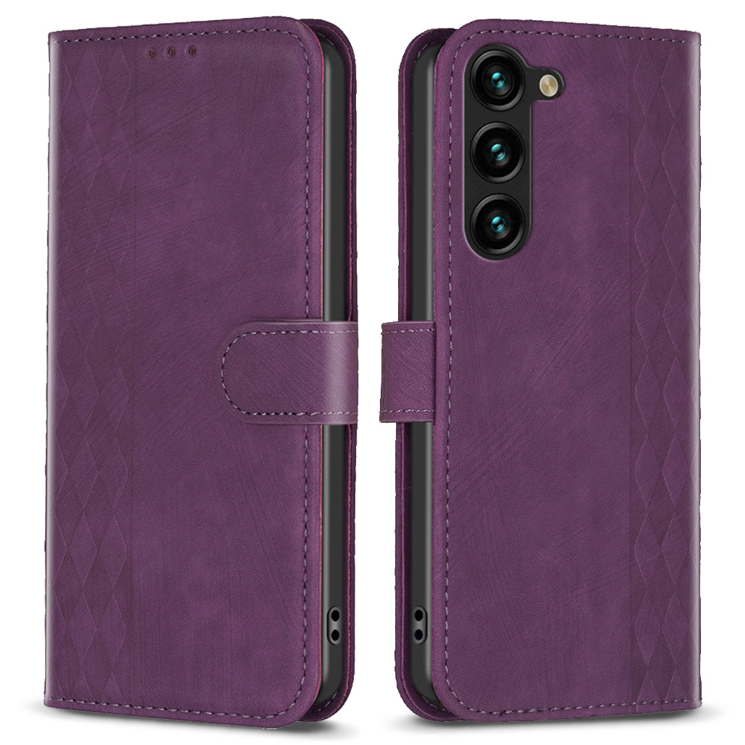 Folio Flip Phone Cover for Samsung Galaxy S23 Anti-scratch Imprinting Pattern Stand Wallet Case