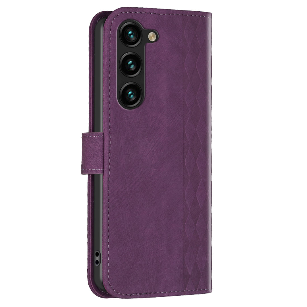 Folio Flip Phone Cover for Samsung Galaxy S23 Anti-scratch Imprinting Pattern Stand Wallet Case