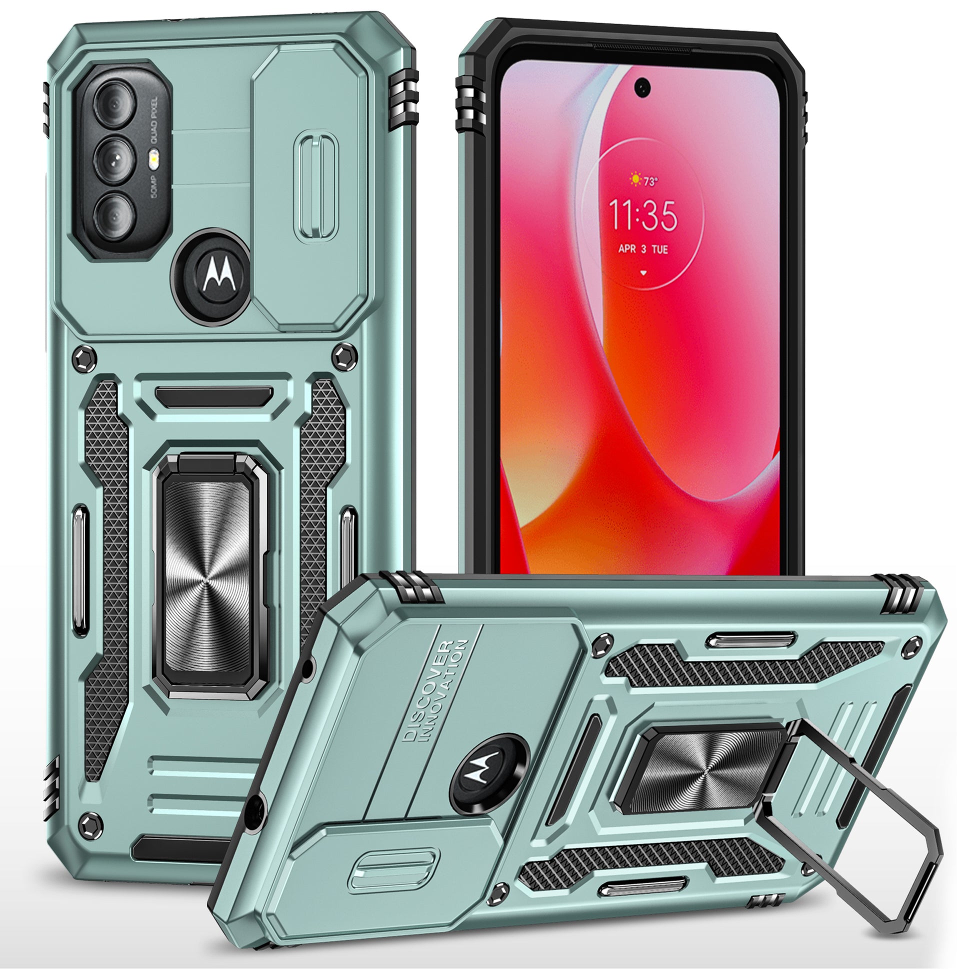 For Motorola Moto G Power 5G Armor Series Kickstand Phone Case PC + TPU Slide Camera Protection Cover