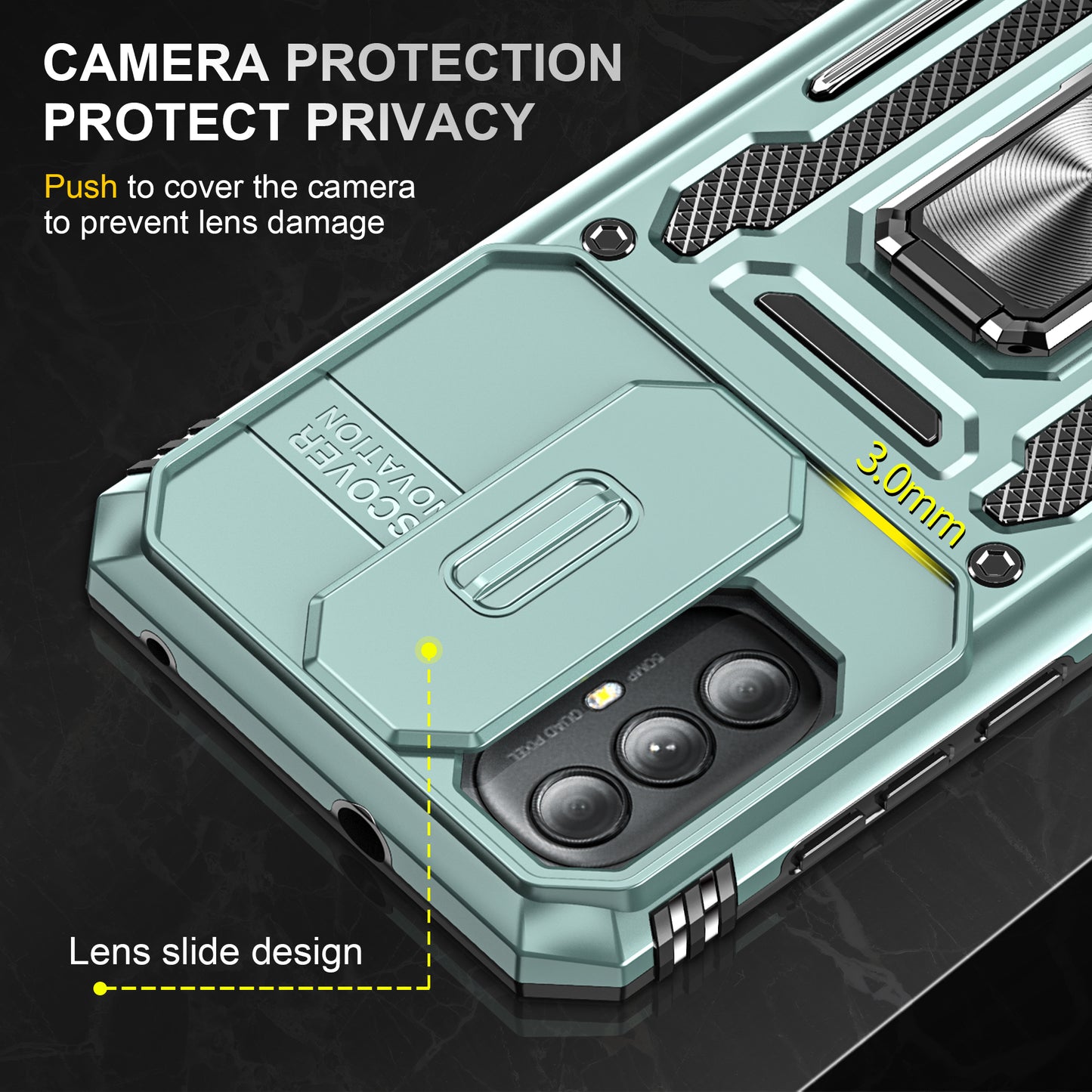 For Motorola Moto G Power 5G Armor Series Kickstand Phone Case PC + TPU Slide Camera Protection Cover