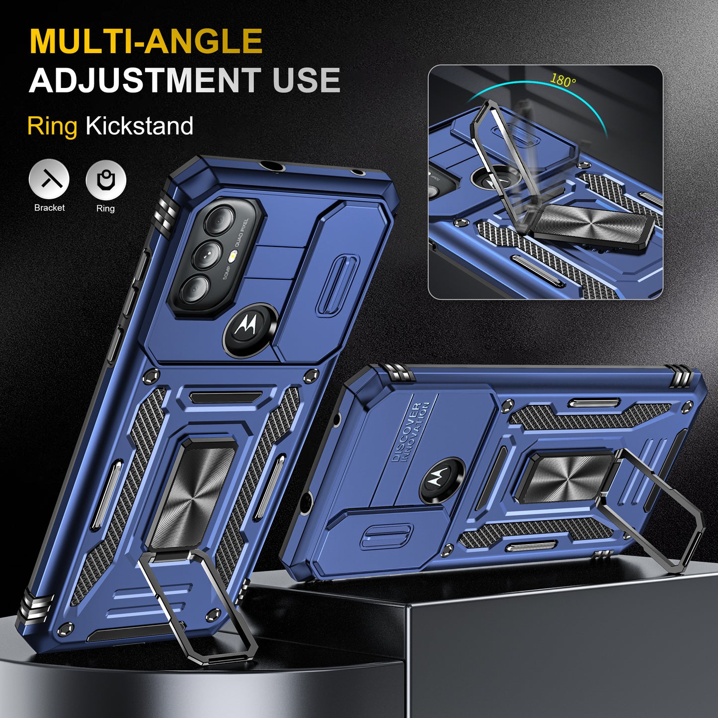 For Motorola Moto G Power 5G Armor Series Kickstand Phone Case PC + TPU Slide Camera Protection Cover