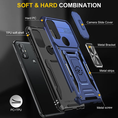 For Motorola Moto G Power 5G Armor Series Kickstand Phone Case PC + TPU Slide Camera Protection Cover