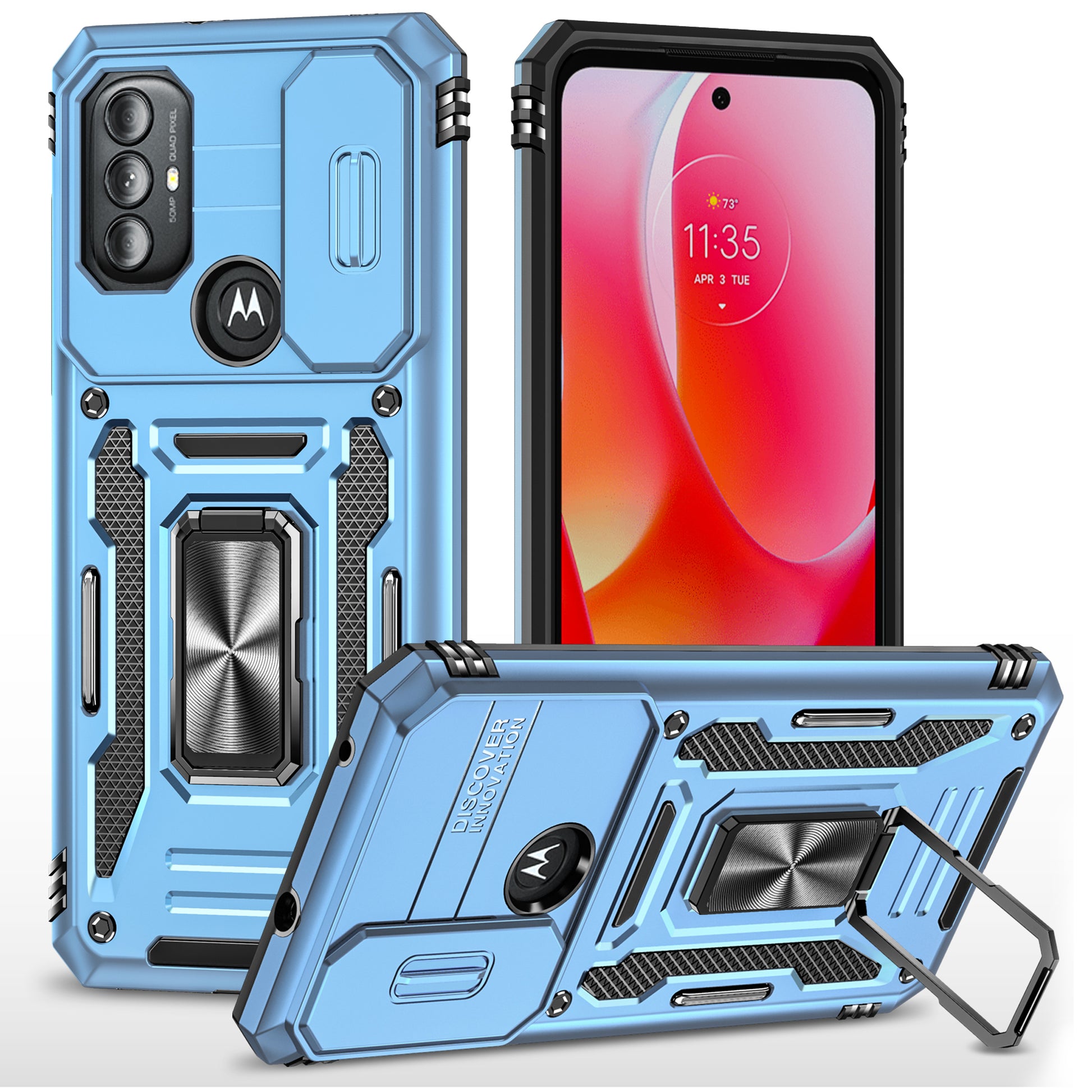 For Motorola Moto G Power 5G Armor Series Kickstand Phone Case PC + TPU Slide Camera Protection Cover
