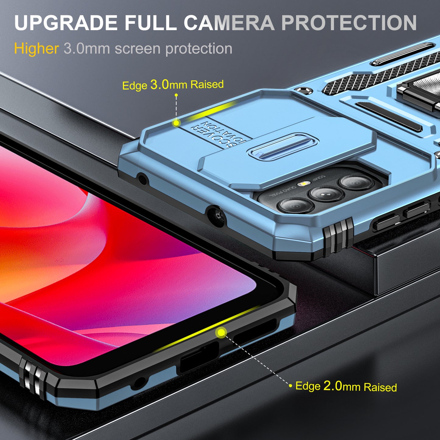 For Motorola Moto G Power 5G Armor Series Kickstand Phone Case PC + TPU Slide Camera Protection Cover