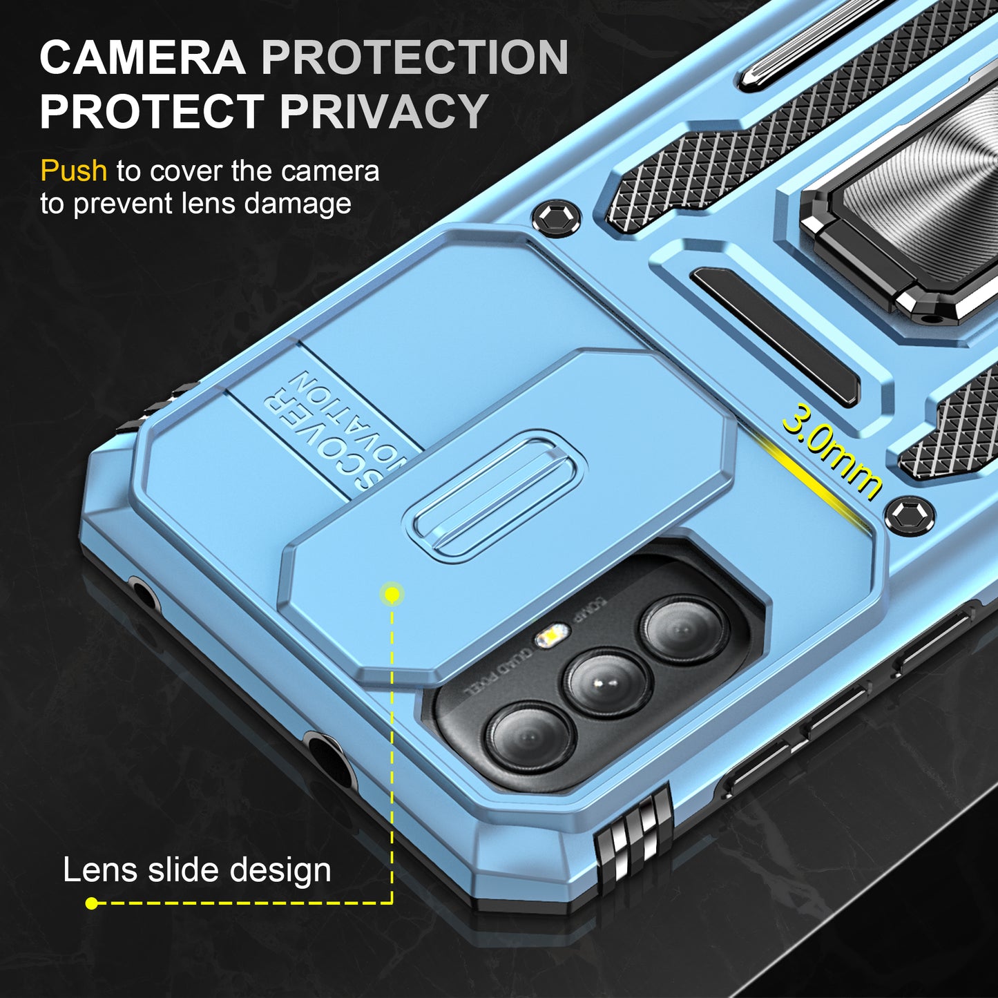 For Motorola Moto G Power 5G Armor Series Kickstand Phone Case PC + TPU Slide Camera Protection Cover