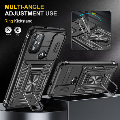 For Motorola Moto G Power 5G Armor Series Kickstand Phone Case PC + TPU Slide Camera Protection Cover
