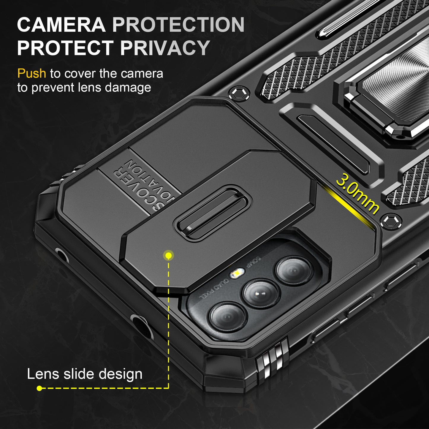 For Motorola Moto G Power 5G Armor Series Kickstand Phone Case PC + TPU Slide Camera Protection Cover