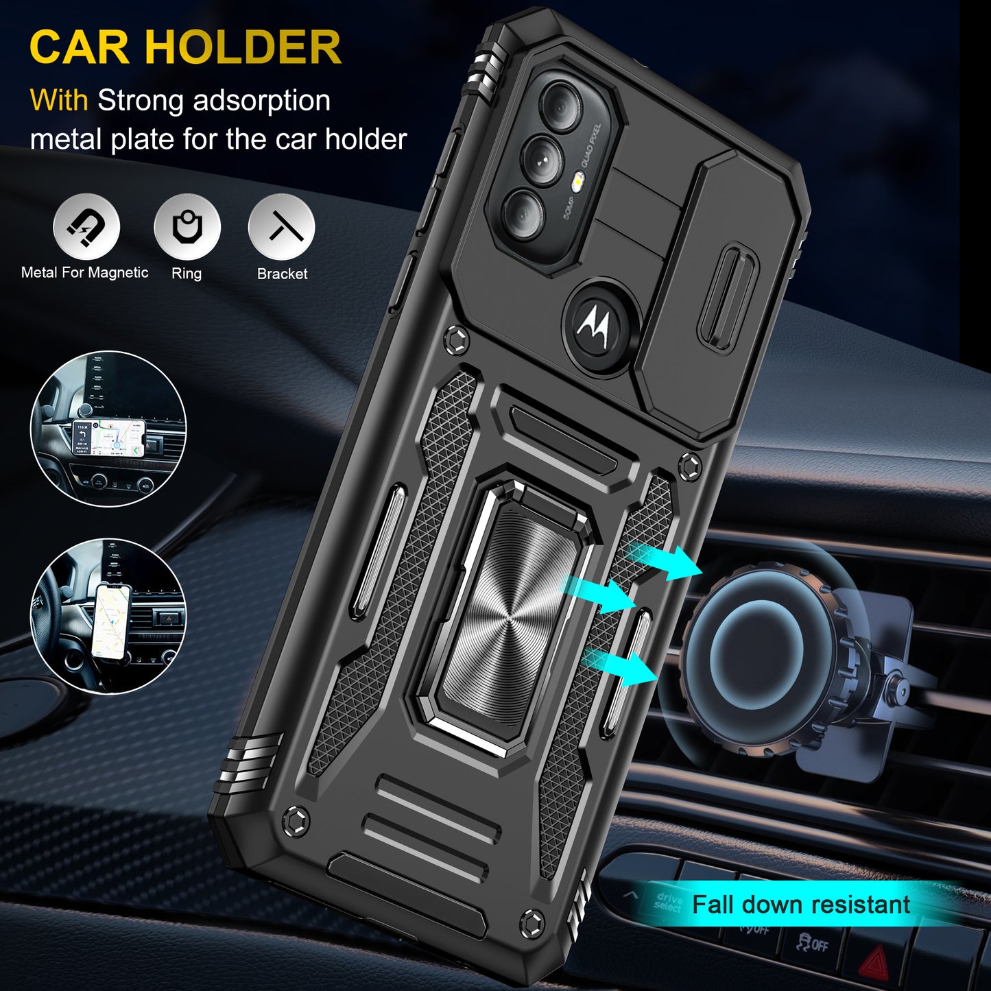 For Motorola Moto G Power 5G Armor Series Kickstand Phone Case PC + TPU Slide Camera Protection Cover