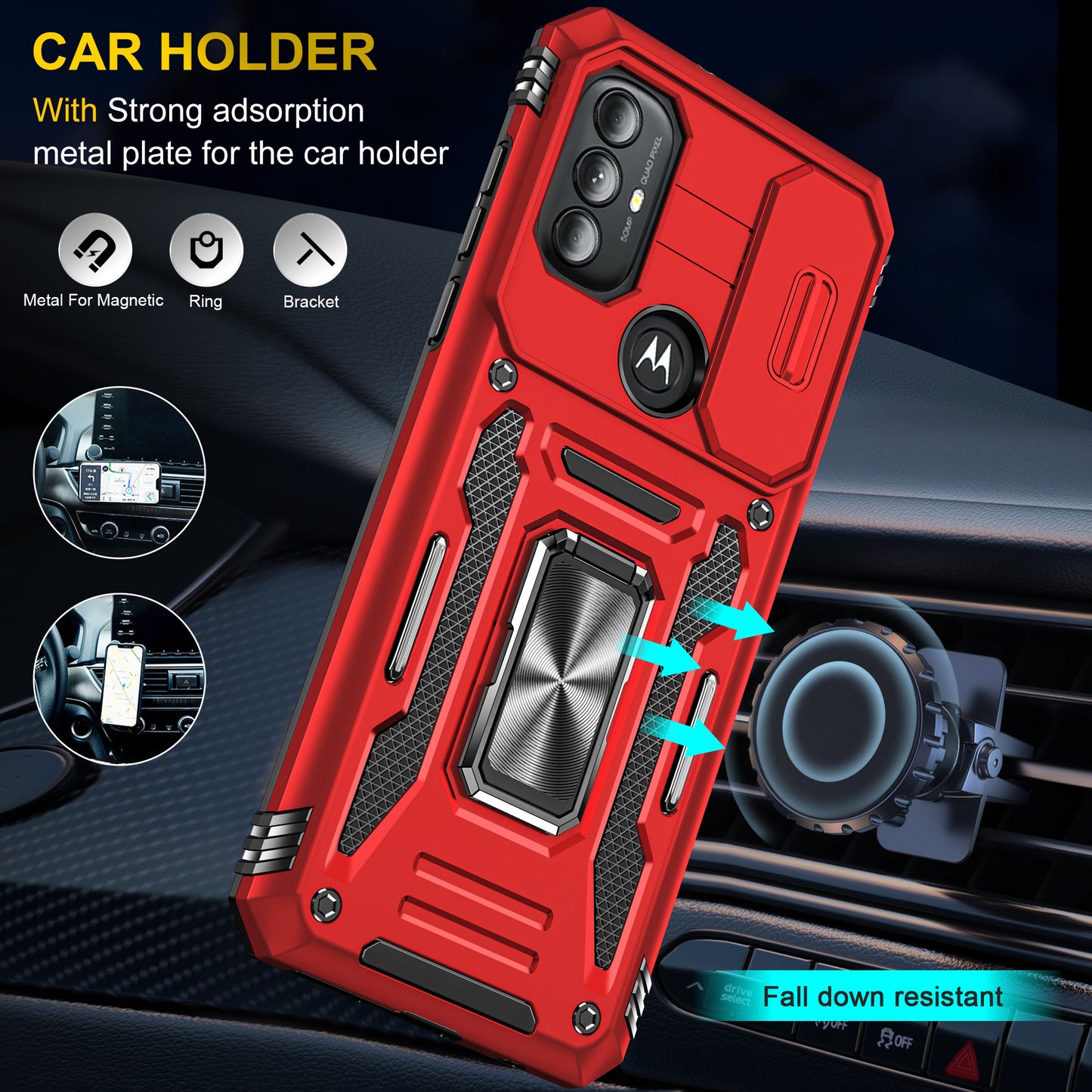 For Motorola Moto G Power 5G Armor Series Kickstand Phone Case PC + TPU Slide Camera Protection Cover