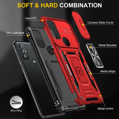 For Motorola Moto G Power 5G Armor Series Kickstand Phone Case PC + TPU Slide Camera Protection Cover