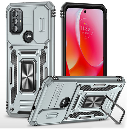 For Motorola Moto G Power 5G Armor Series Kickstand Phone Case PC + TPU Slide Camera Protection Cover