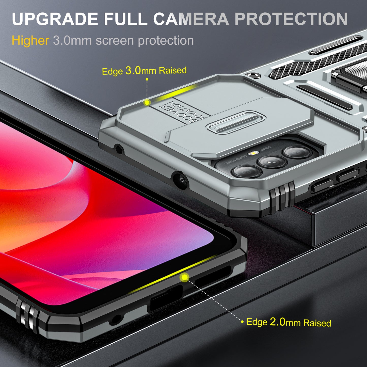 For Motorola Moto G Power 5G Armor Series Kickstand Phone Case PC + TPU Slide Camera Protection Cover