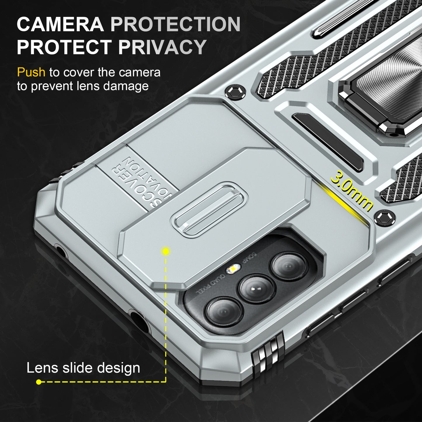 For Motorola Moto G Power 5G Armor Series Kickstand Phone Case PC + TPU Slide Camera Protection Cover