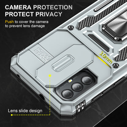 For Motorola Moto G Power 5G Armor Series Kickstand Phone Case PC + TPU Slide Camera Protection Cover