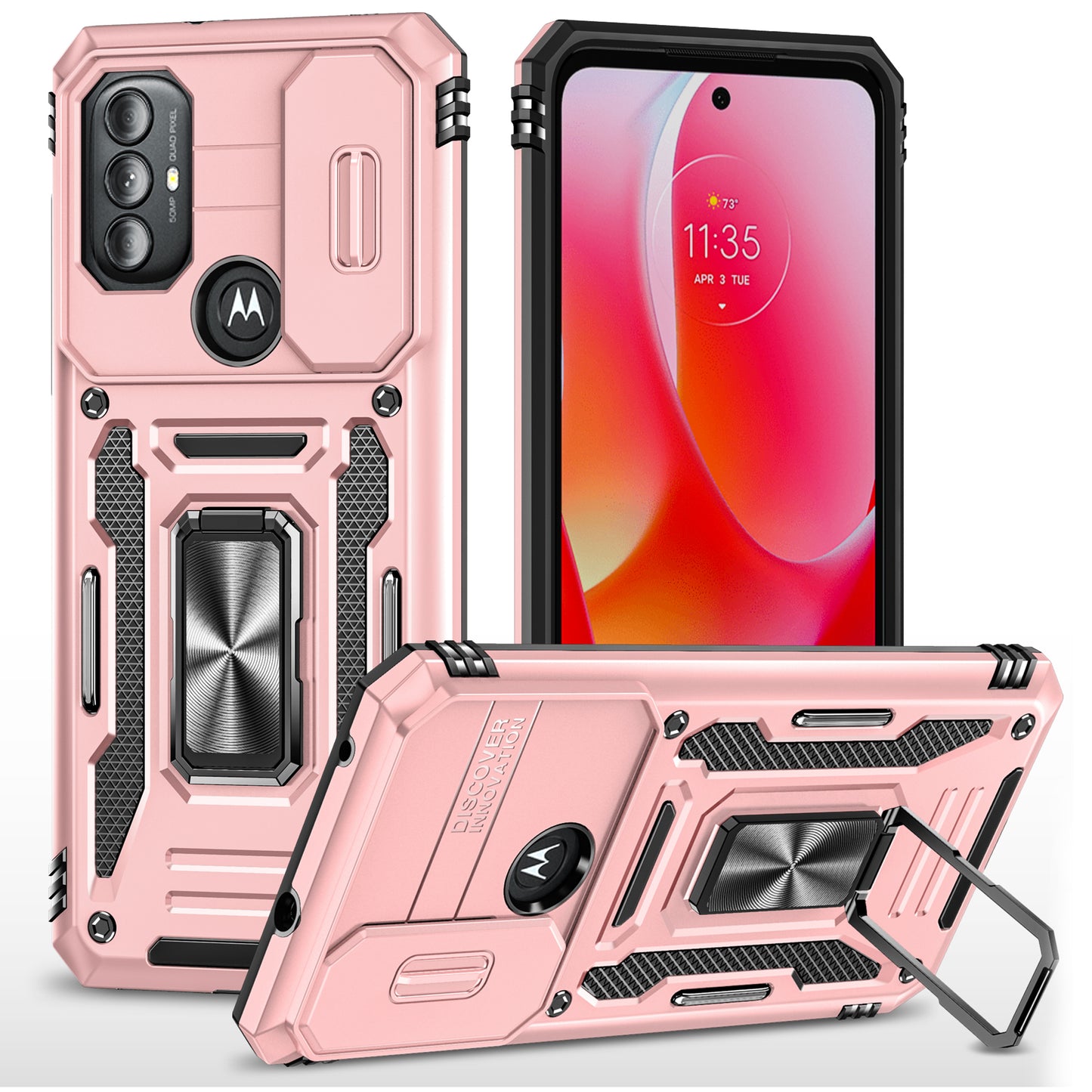 For Motorola Moto G Power 5G Armor Series Kickstand Phone Case PC + TPU Slide Camera Protection Cover