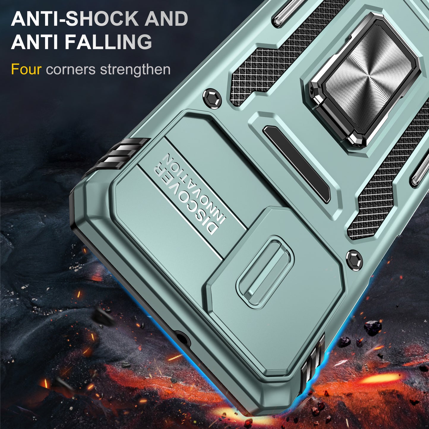 For Motorola Moto G73 5G Armor Series PC + TPU Phone Case Kickstand Shell with Slide Camera Protector Cover