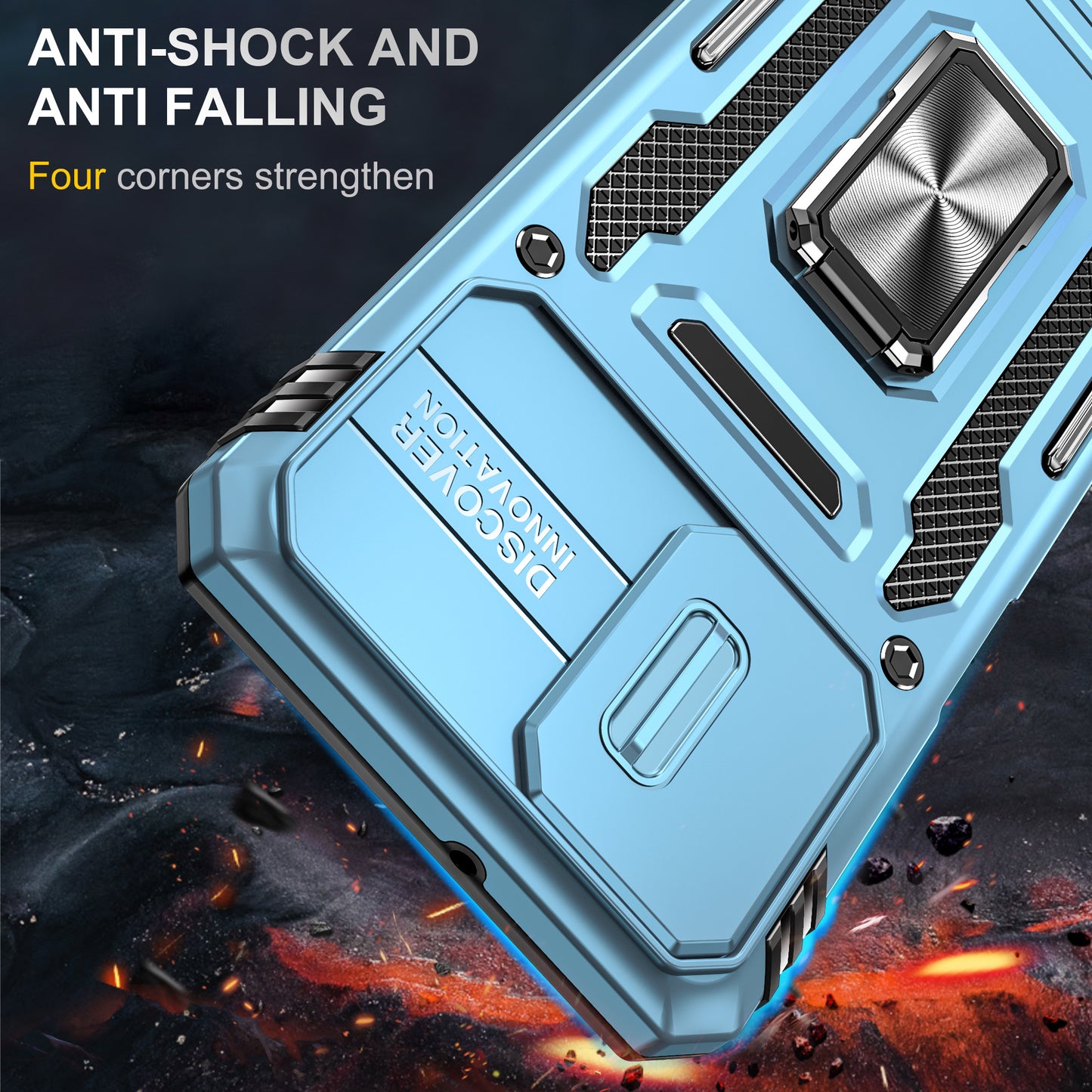 For Motorola Moto G73 5G Armor Series PC + TPU Phone Case Kickstand Shell with Slide Camera Protector Cover