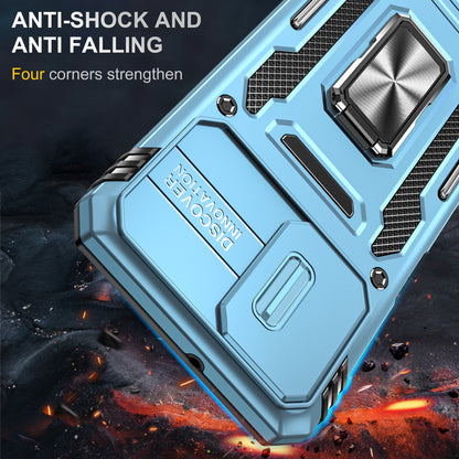 For Motorola Moto G73 5G Armor Series PC + TPU Phone Case Kickstand Shell with Slide Camera Protector Cover