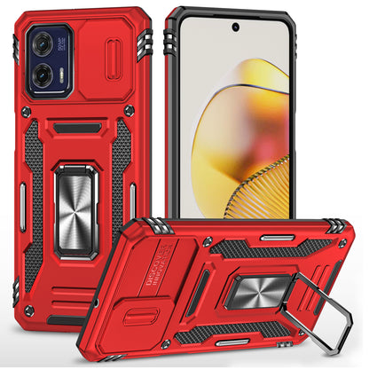 For Motorola Moto G73 5G Armor Series PC + TPU Phone Case Kickstand Shell with Slide Camera Protector Cover