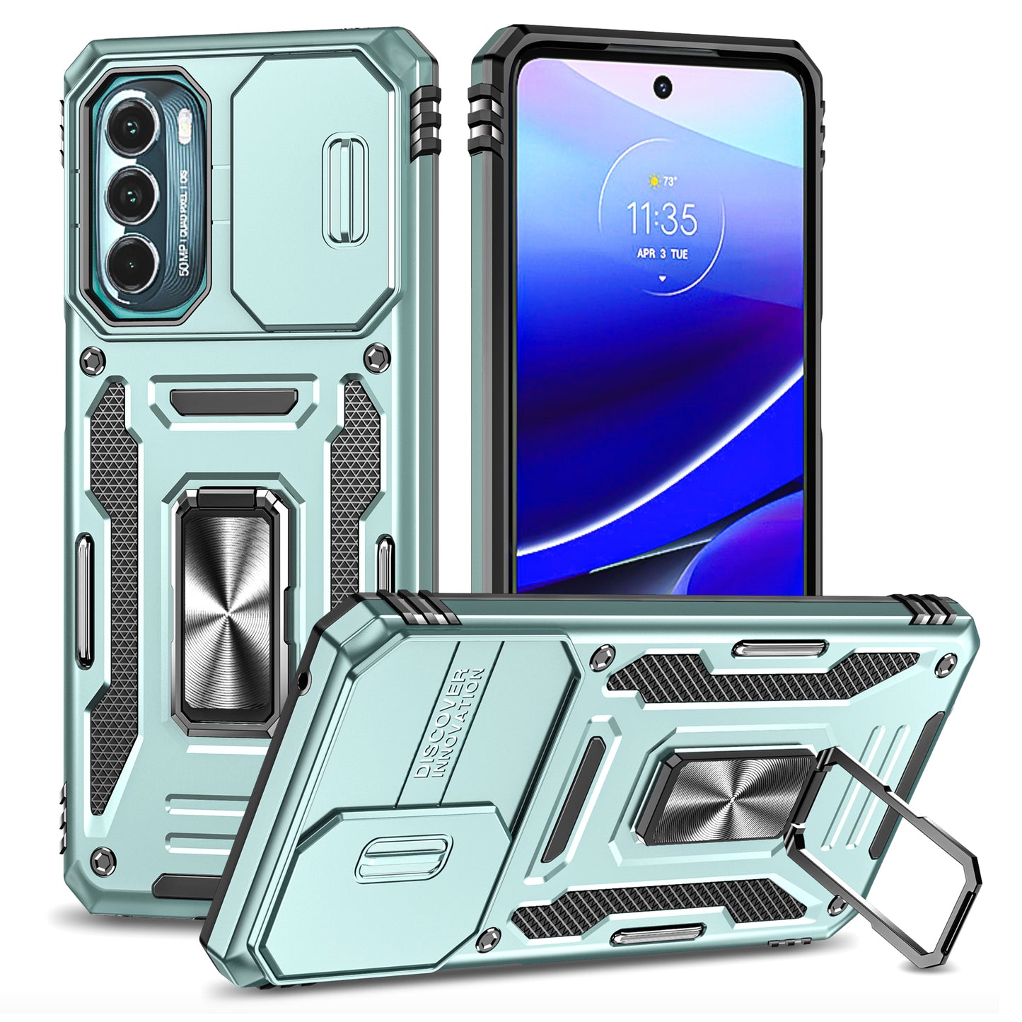 For Motorola Moto G Stylus 4G (2022) Armor Series Drop-proof PC + TPU Phone Case Kickstand Back Cover with Slide Camera Lid