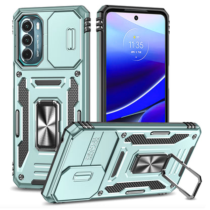 For Motorola Moto G Stylus 4G (2022) Armor Series Drop-proof PC + TPU Phone Case Kickstand Back Cover with Slide Camera Lid