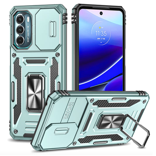 For Motorola Moto G Stylus 4G (2022) Armor Series Drop-proof PC + TPU Phone Case Kickstand Back Cover with Slide Camera Lid