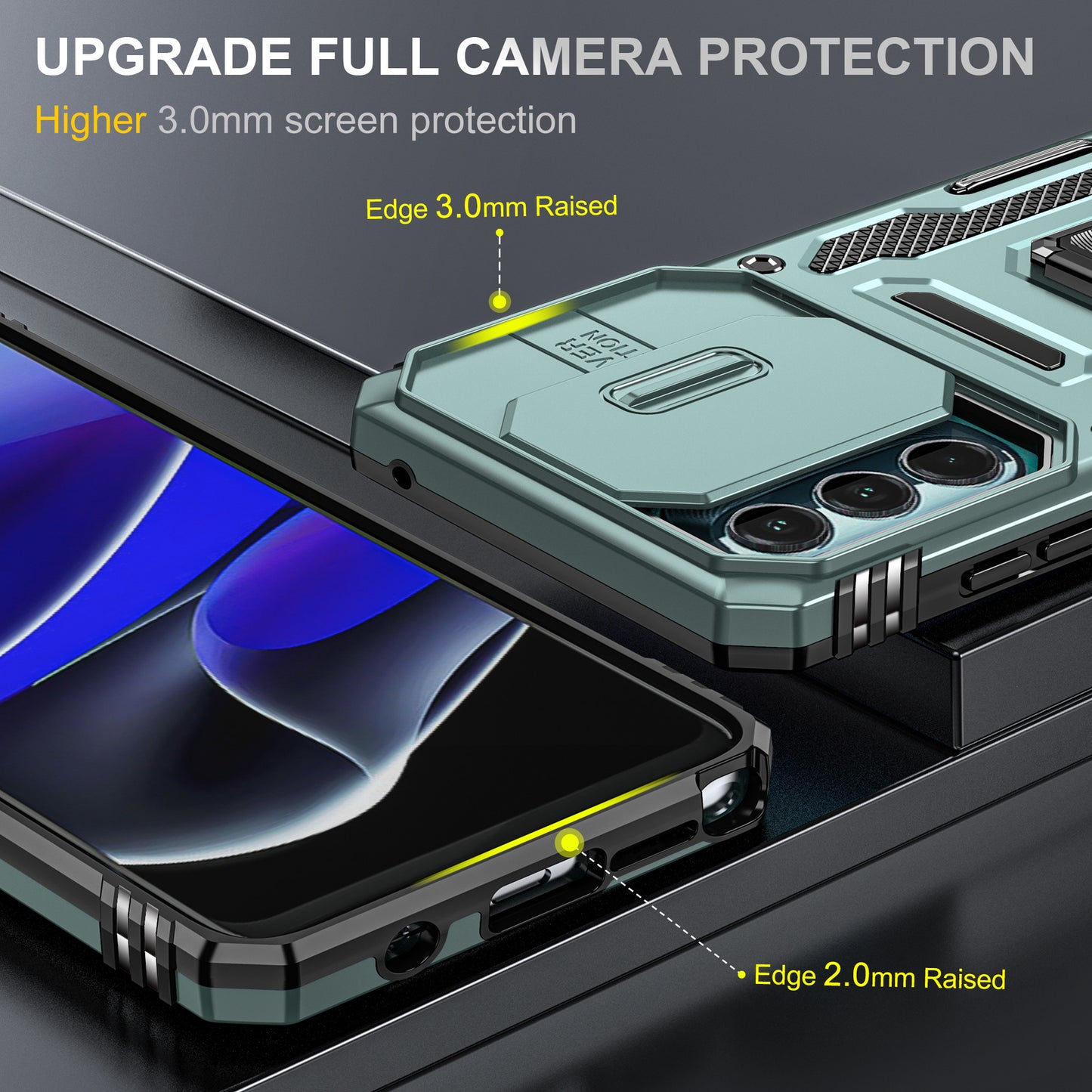 For Motorola Moto G Stylus 4G (2022) Armor Series Drop-proof PC + TPU Phone Case Kickstand Back Cover with Slide Camera Lid