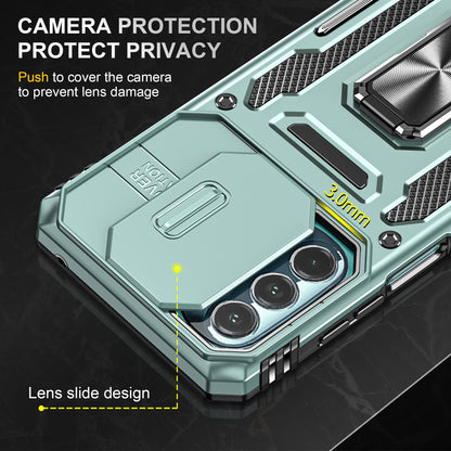 For Motorola Moto G Stylus 4G (2022) Armor Series Drop-proof PC + TPU Phone Case Kickstand Back Cover with Slide Camera Lid