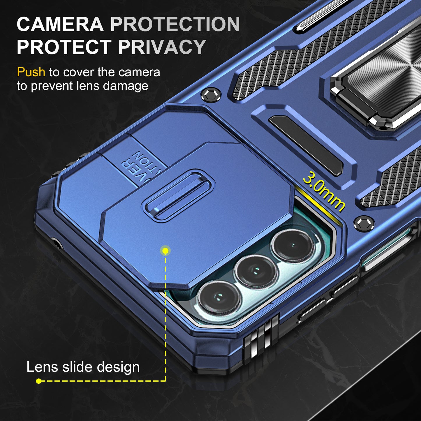 For Motorola Moto G Stylus 4G (2022) Armor Series Drop-proof PC + TPU Phone Case Kickstand Back Cover with Slide Camera Lid