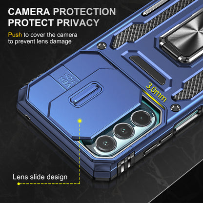 For Motorola Moto G Stylus 4G (2022) Armor Series Drop-proof PC + TPU Phone Case Kickstand Back Cover with Slide Camera Lid