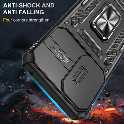 For Motorola Moto G Stylus 4G (2022) Armor Series Drop-proof PC + TPU Phone Case Kickstand Back Cover with Slide Camera Lid