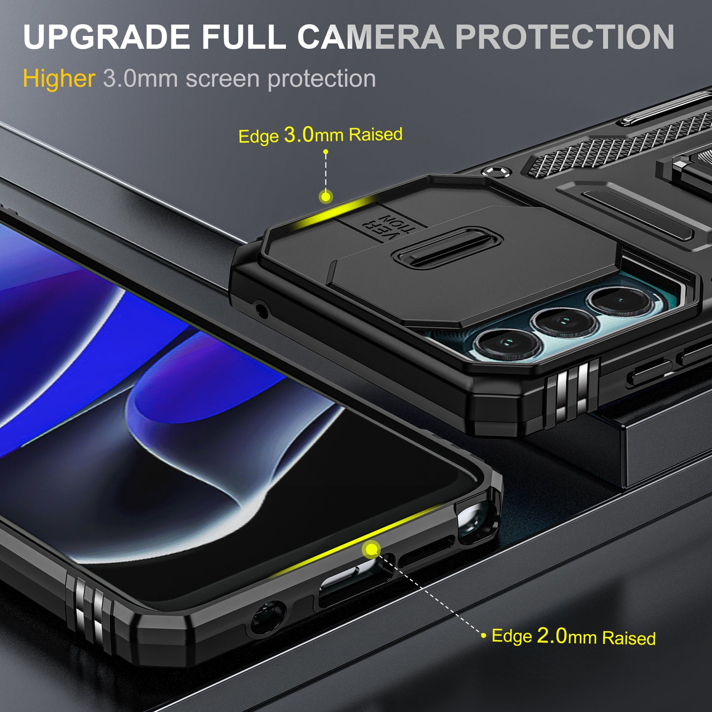 For Motorola Moto G Stylus 4G (2022) Armor Series Drop-proof PC + TPU Phone Case Kickstand Back Cover with Slide Camera Lid