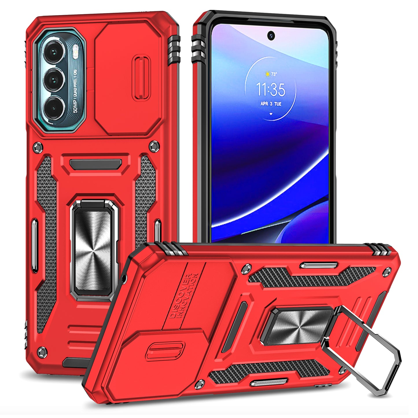For Motorola Moto G Stylus 4G (2022) Armor Series Drop-proof PC + TPU Phone Case Kickstand Back Cover with Slide Camera Lid