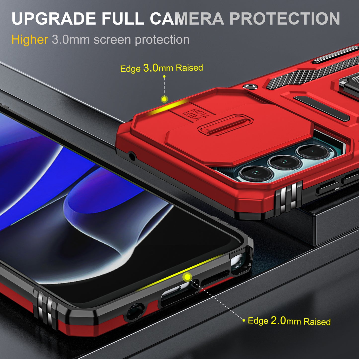 For Motorola Moto G Stylus 4G (2022) Armor Series Drop-proof PC + TPU Phone Case Kickstand Back Cover with Slide Camera Lid